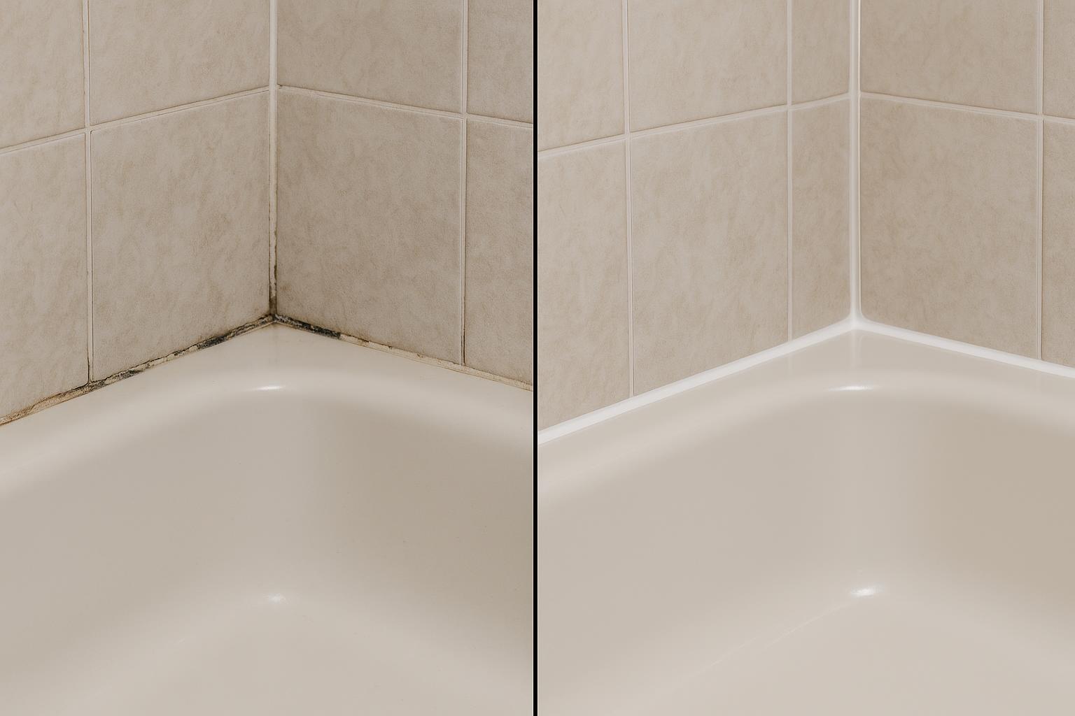 Bathtub Caulking - Before & After
