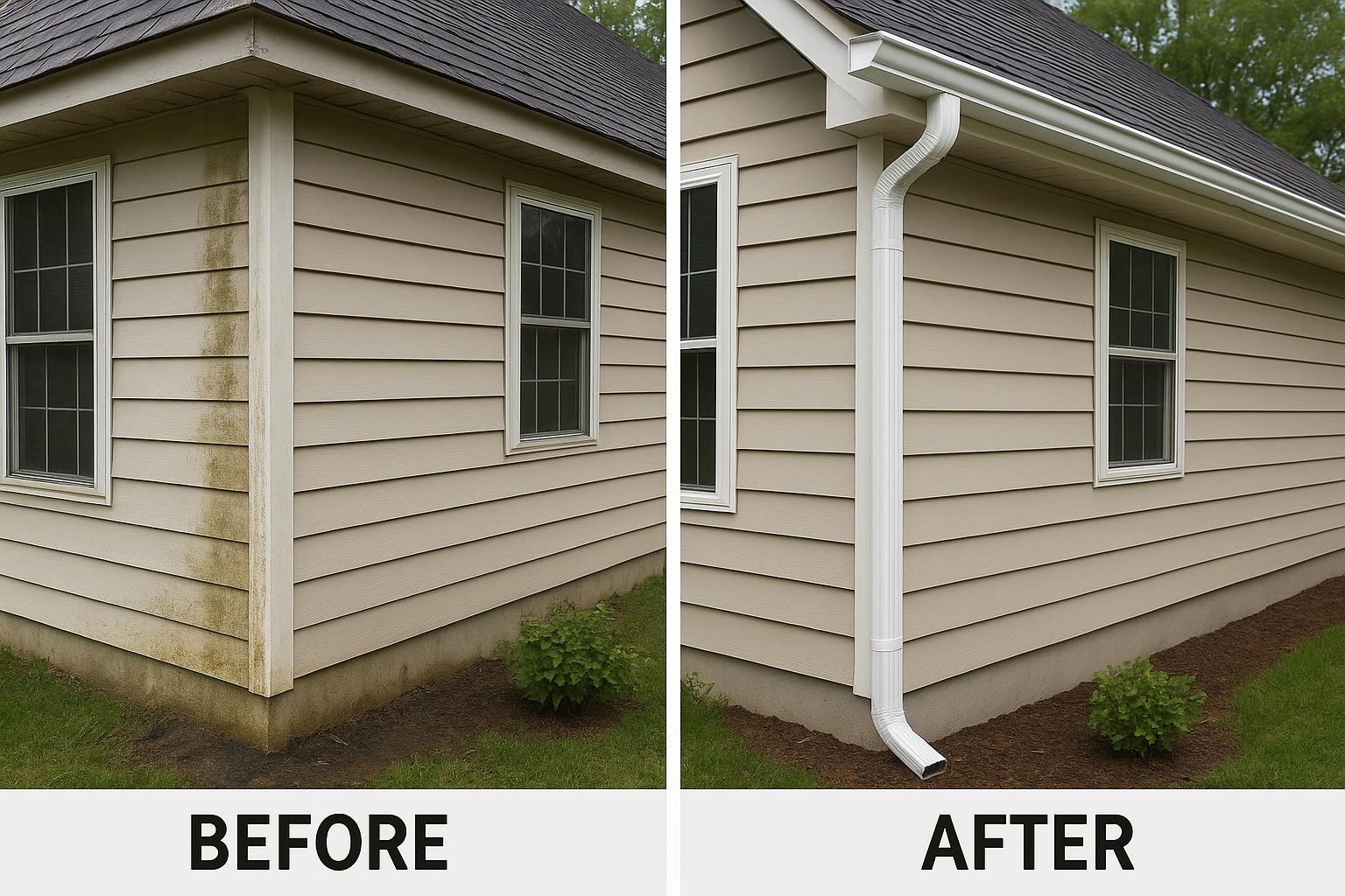 Downspout Extension - Before & After