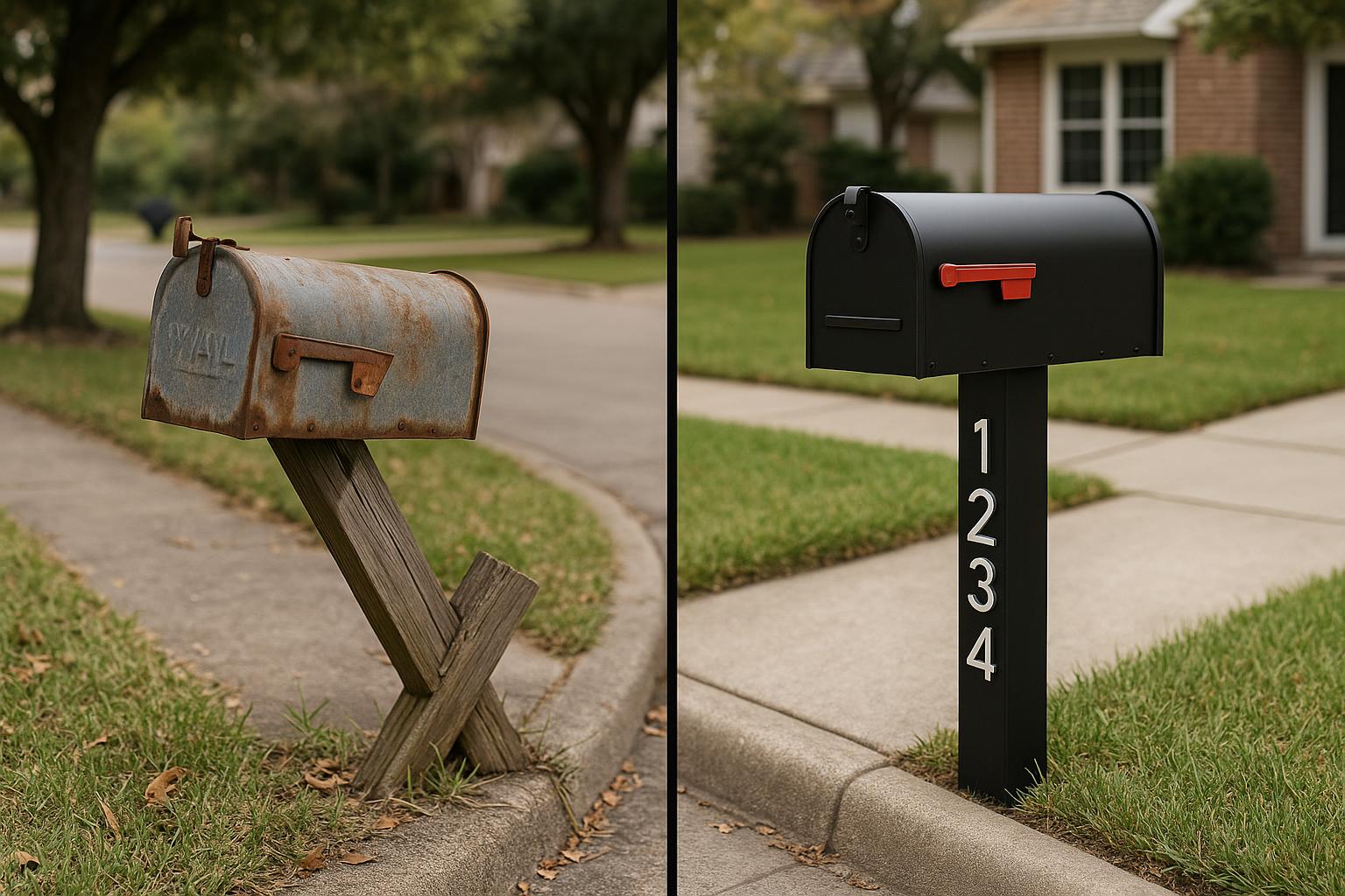 Mailbox Post Replacement - Before & After