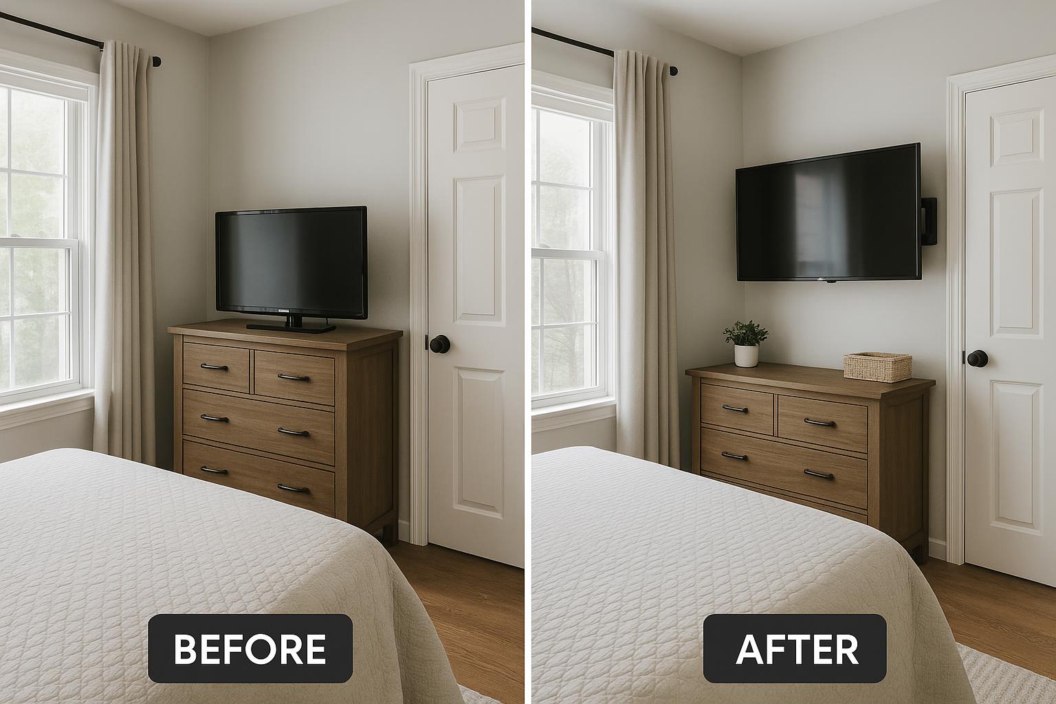 Corner TV Mount - Before & After