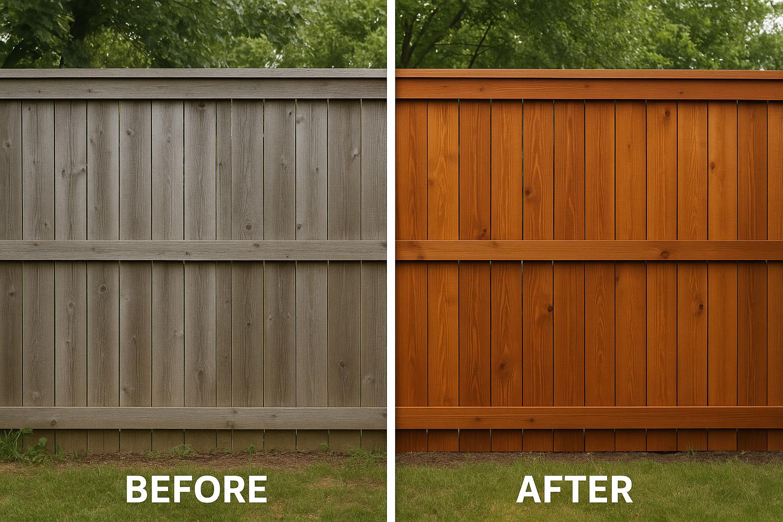 Fence Staining - Before & After